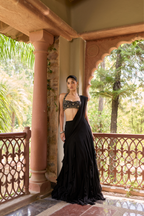 Black Draped Skirt Set