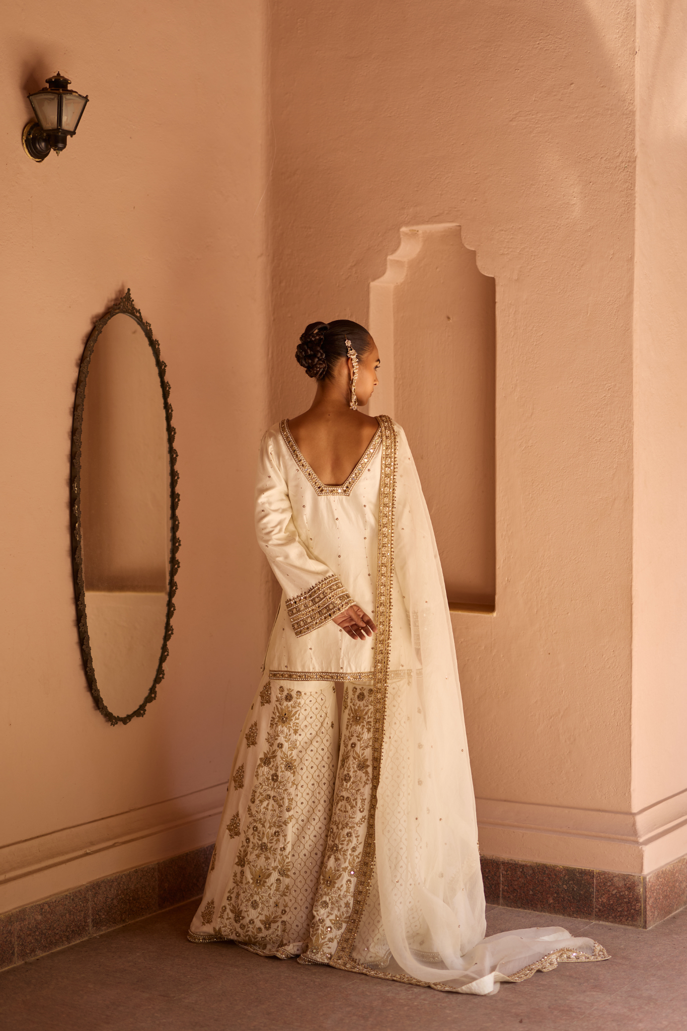 Ivory Kurta And Gharara Set