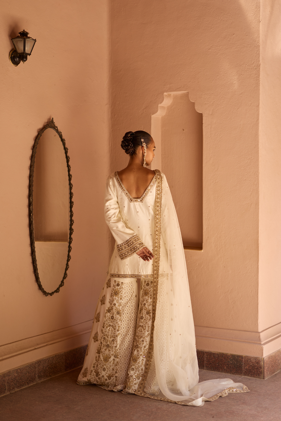 Ivory Kurta And Gharara Set