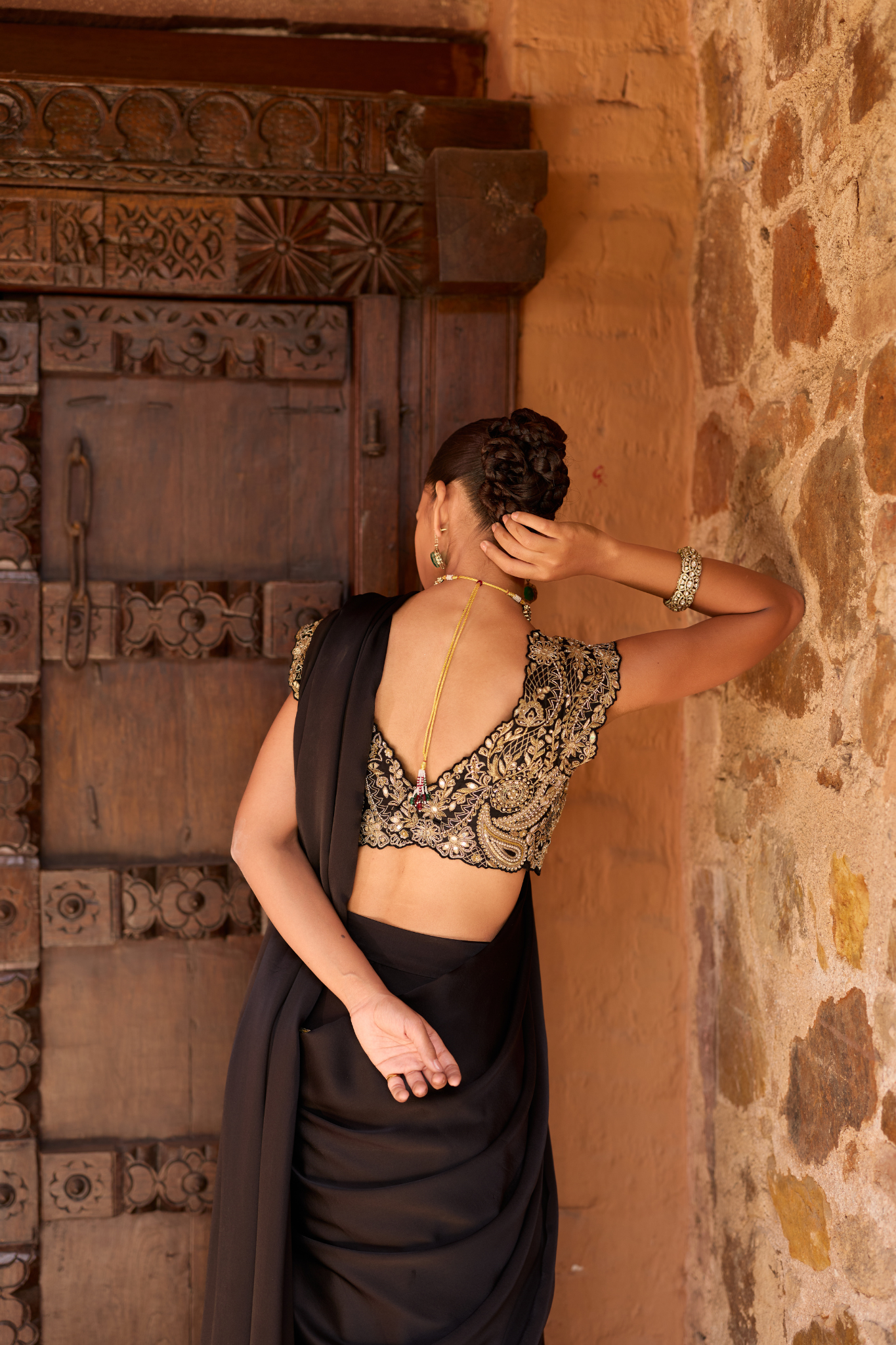 Black Saree Set