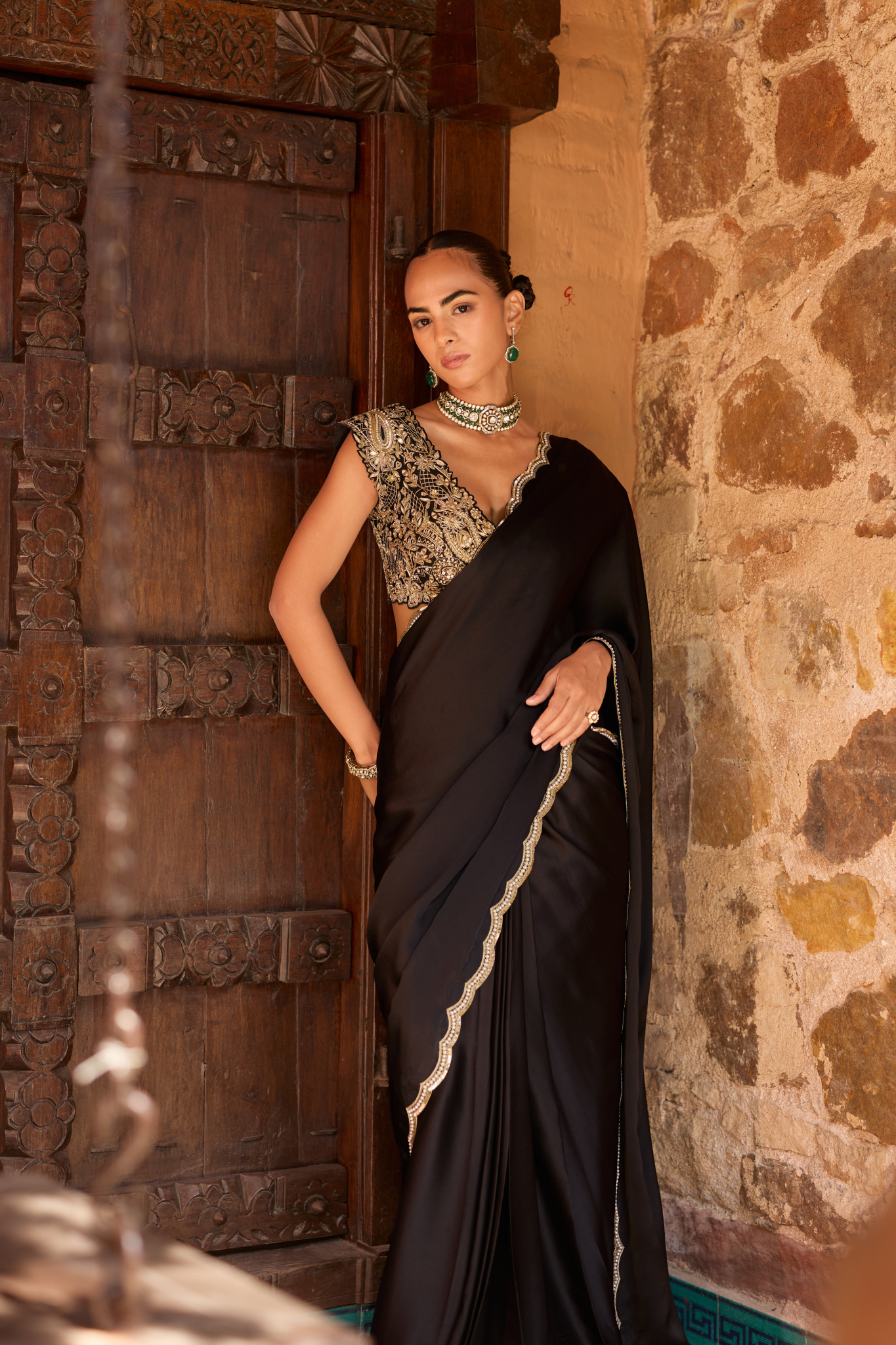 Black Saree Set