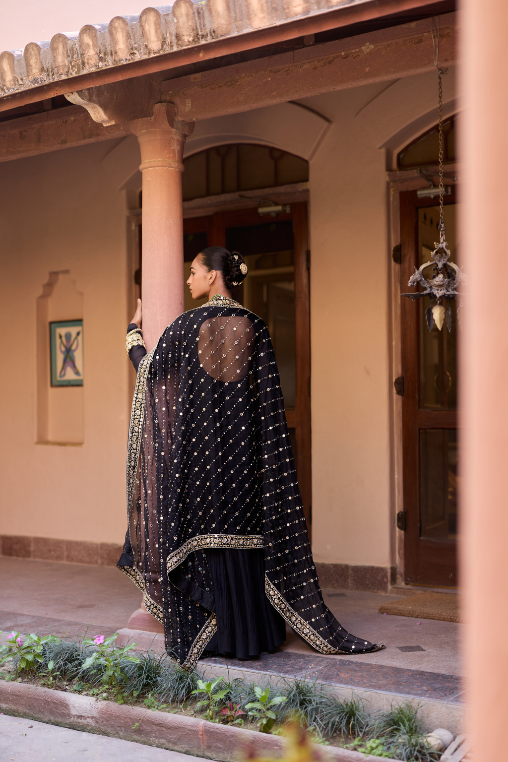 Fully Hand Embroidered Dupatta With Anarkali