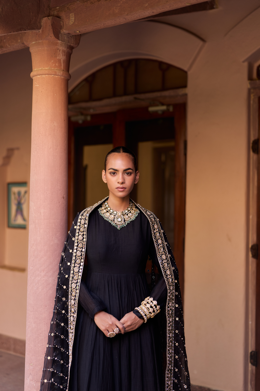Fully Hand Embroidered Dupatta With Anarkali