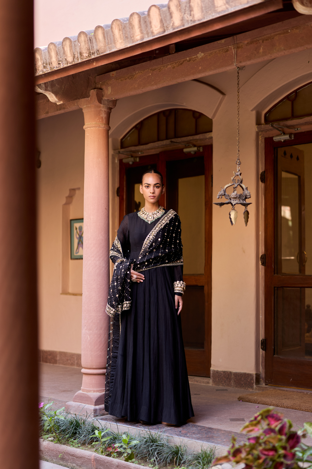 Fully Hand Embroidered Dupatta With Anarkali