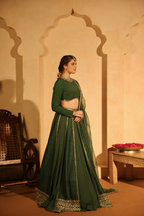 Dual Kali Lehenga With Blouse & Dupatta