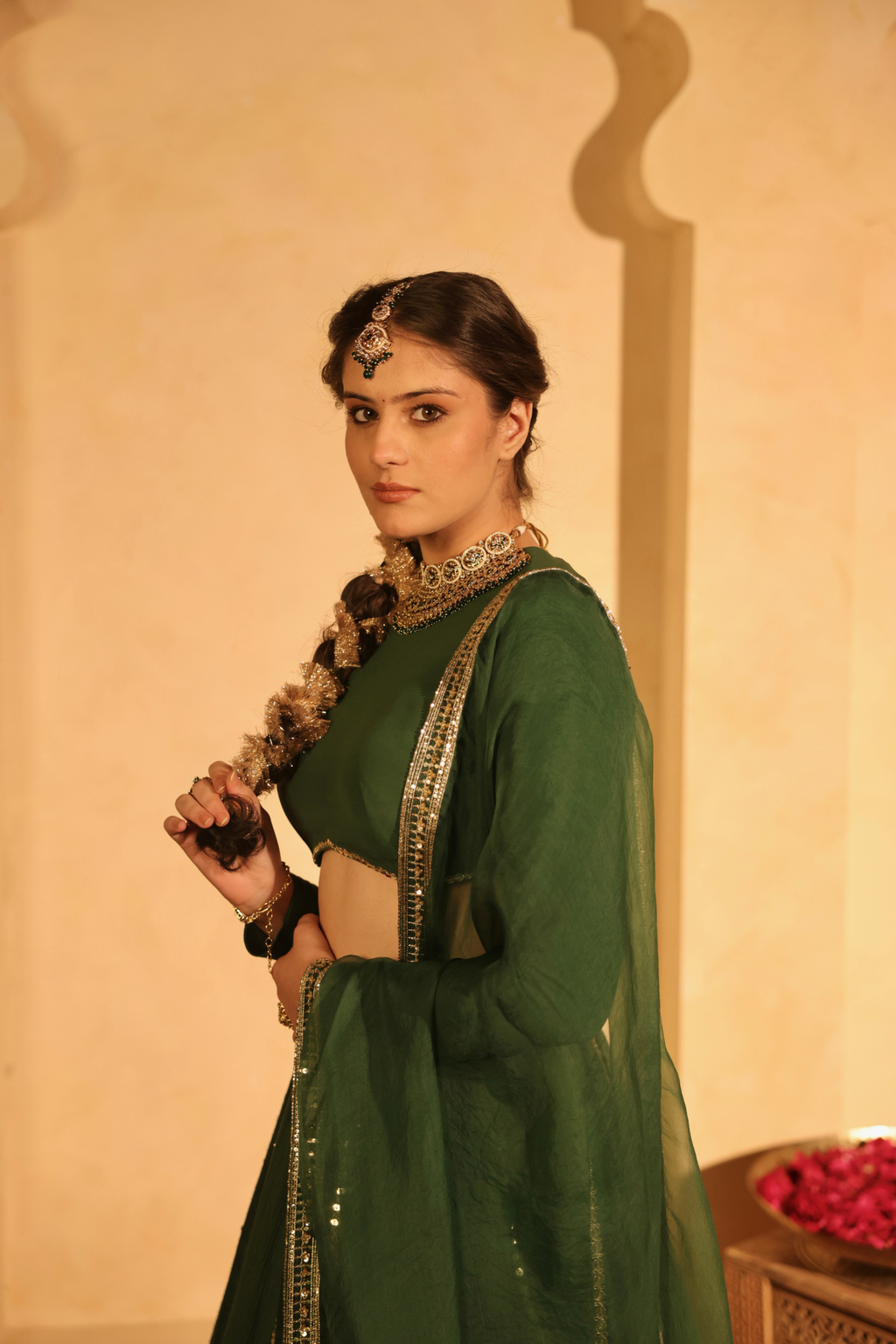 Dual Kali Lehenga With Blouse & Dupatta