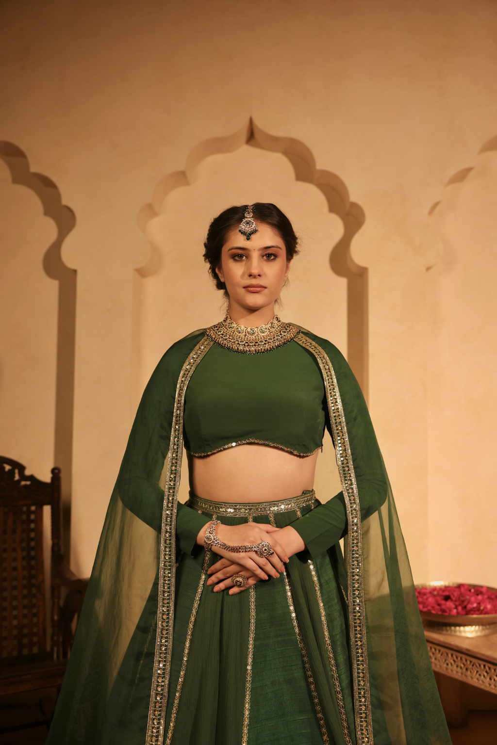 Dual Kali Lehenga With Blouse & Dupatta