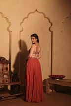 Hand Embroiderd Gown with Attached Blouse