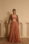 Fully Hand Embroidered Beaded Cape Skirt Set