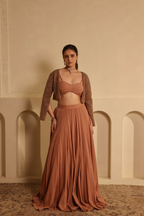 Fully Hand Embroidered Beaded Cape Skirt Set