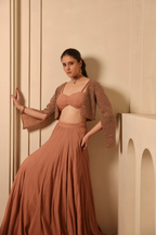 Fully Hand Embroidered Beaded Cape Skirt Set