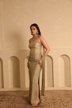 Hand Embroidered Zardozi Silk Skirt Set