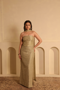 Hand Embroidered Zardozi Silk Skirt Set