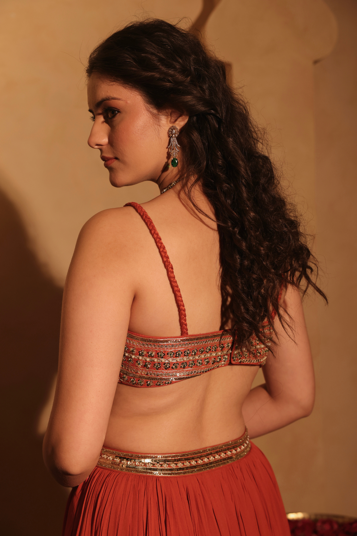 Hand Embroiderd Gown with Attached Blouse