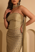 Hand Embroidered Zardozi Silk Skirt Set