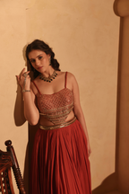 Hand Embroiderd Gown with Attached Blouse