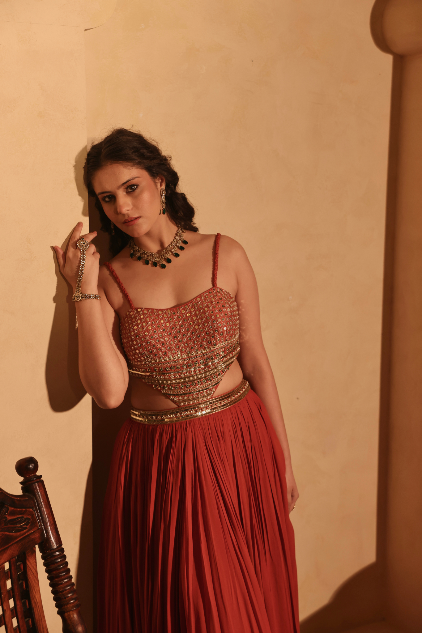 Hand Embroiderd Gown with Attached Blouse