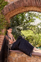 BLACK PEPLUM AND GHARARA SET