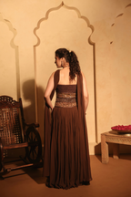 Hand Embroidered Drop Down Waist Gown With Dupatta