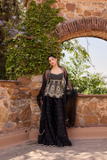 BLACK PEPLUM AND GHARARA SET