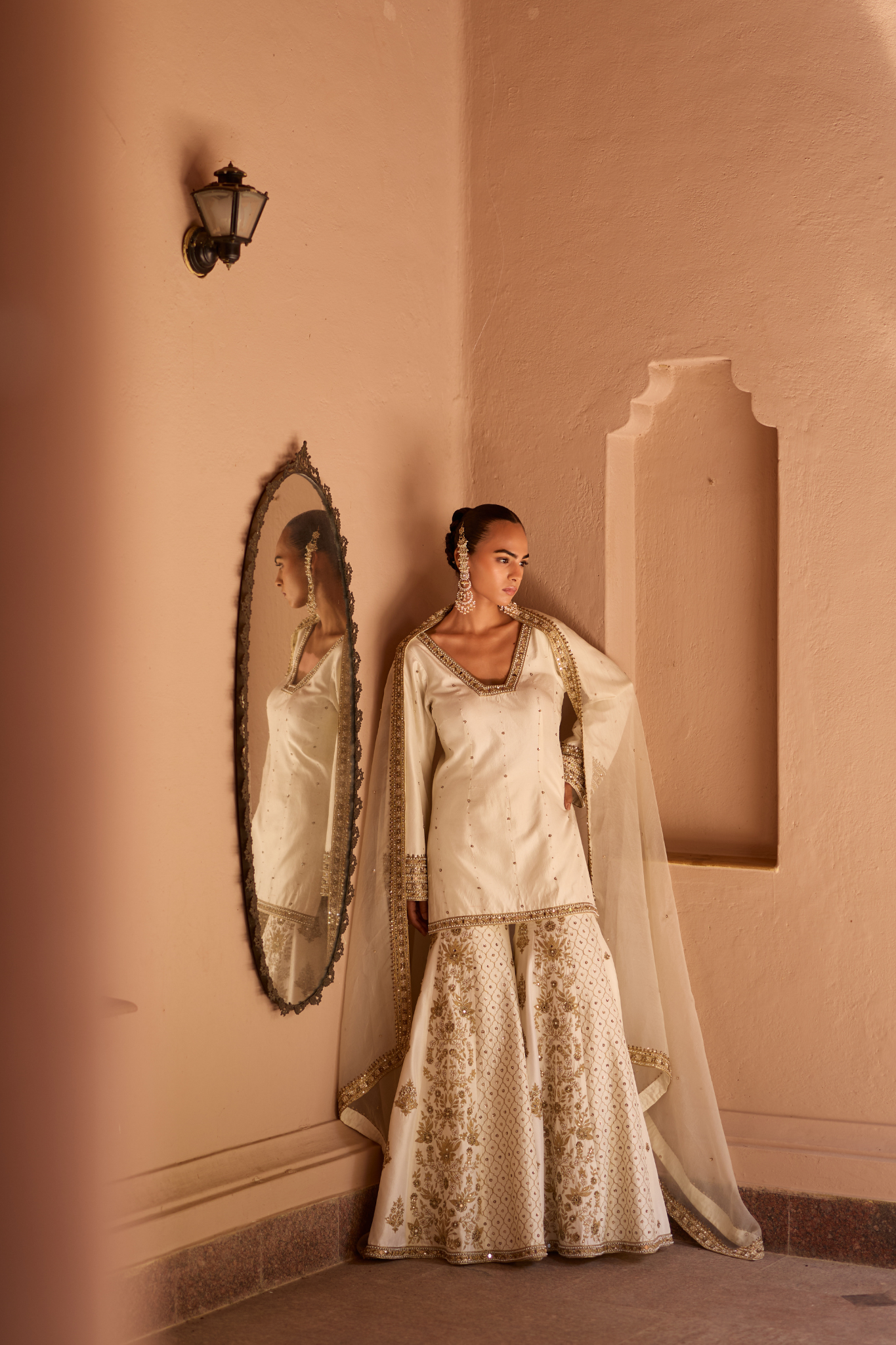 Ivory Kurta And Gharara Set