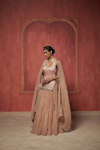 BLUSH PINK CRUSHED LEHENGA SET