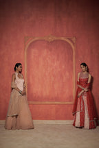 BLUSH PINK CRUSHED LEHENGA SET